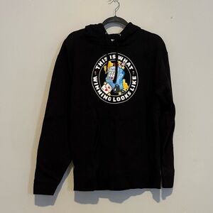 Black Graphic Hoodie with Winning Design